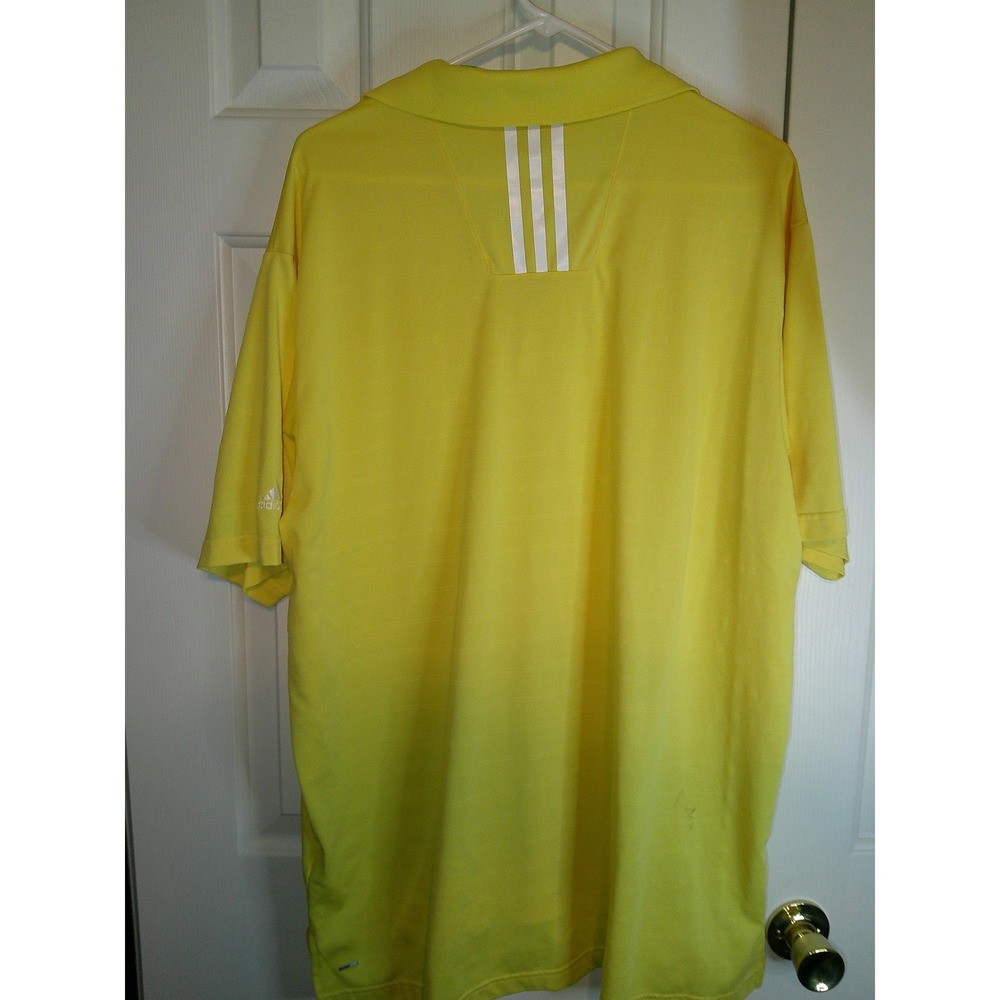 Adidas ClimaLite Golf Polo Shirt Athletic Training Yellow XL - Picture 2 of 3